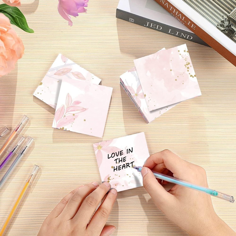 9 Pieces Boho Leaves Sticky Note Pads Adhesive Memo Notes Self-Stick Note Pad...