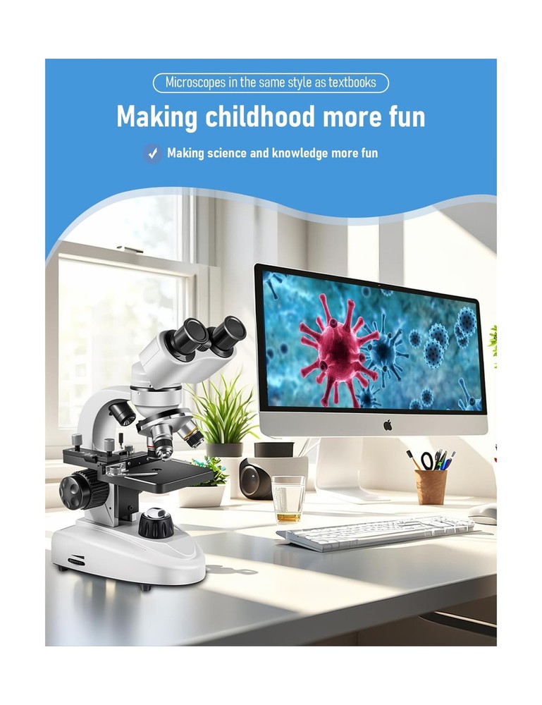 Binocular Compound Microscope 40X-2000X, Research Grade Professional Microsco...