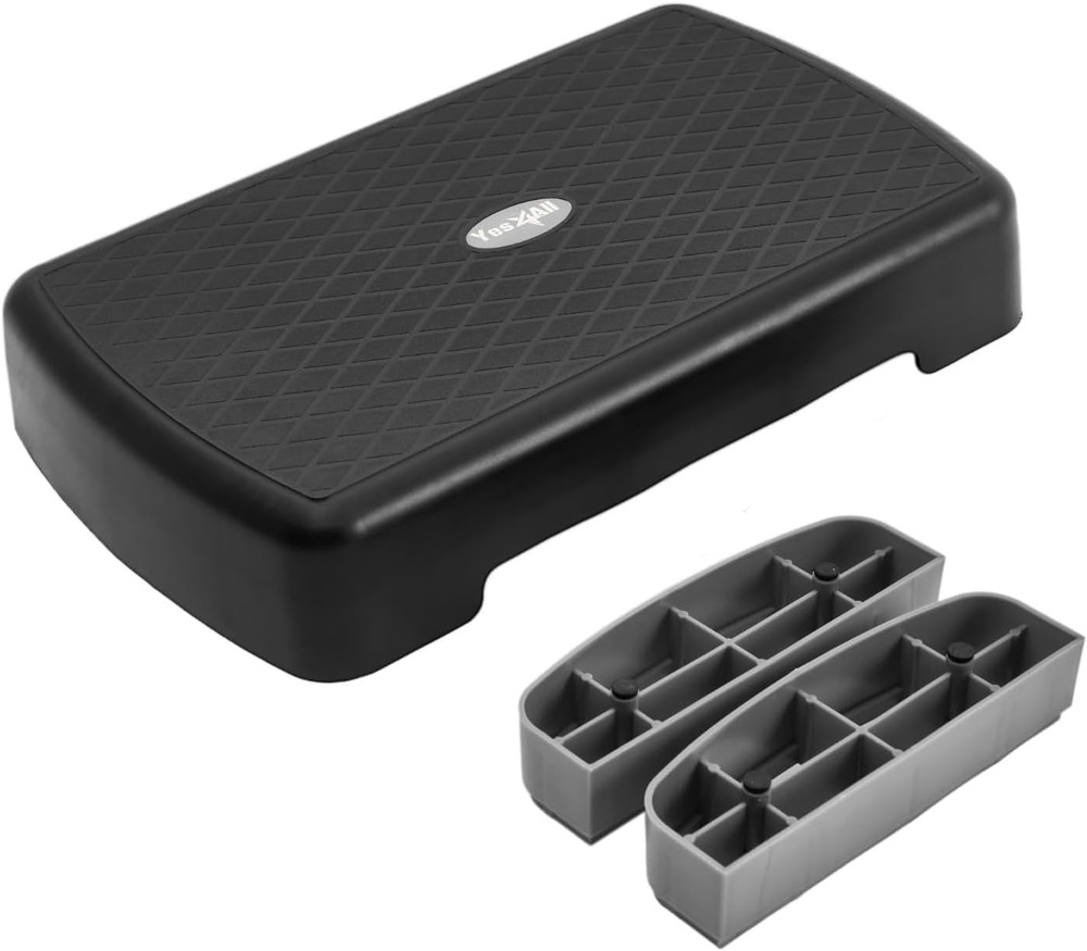 18.9" Aerobic Exercise Step Platform with 2 Risers, Adjustable Height Workout St