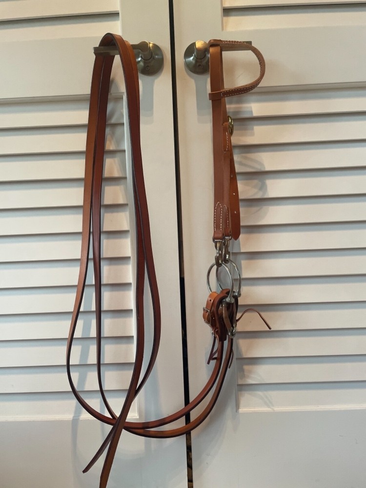 NEW 1-EAR QUICK CHANGE WESTERN BRIDLE W/5" OFFSET D-SNAFFLE BIT & SPLIT REINS