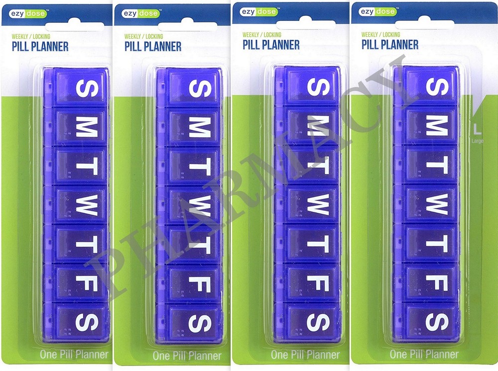 Locking Pill Planner LARGE Ezy Dose ( 4 pack ) COLORS VARY  67932