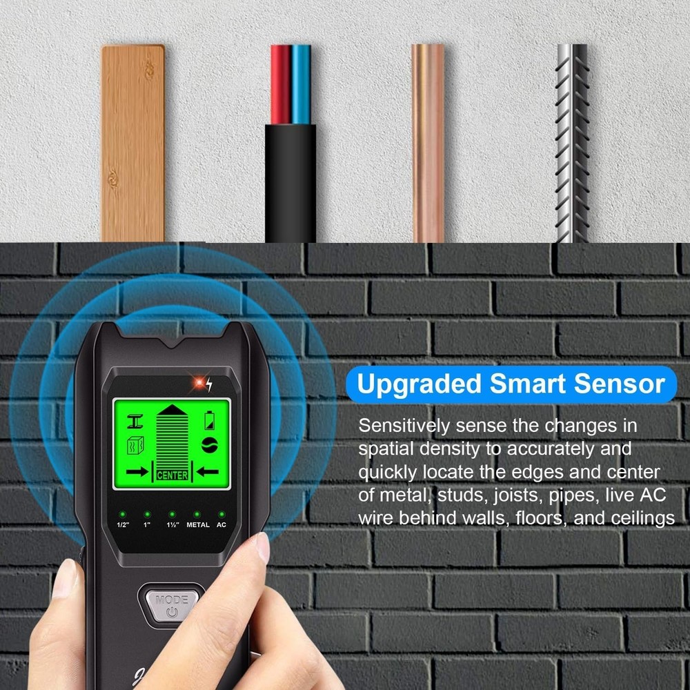 Compact Stud Finder with 5 Detection Modes for Home Renovation and Installations