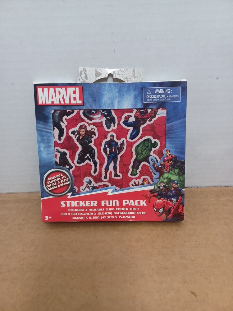 Marvel Heroes 2 Reusable Cling Sticker Sheet + Background Scene