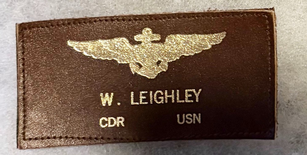 USN W Leighley CDR Flight Jacket Name Tag