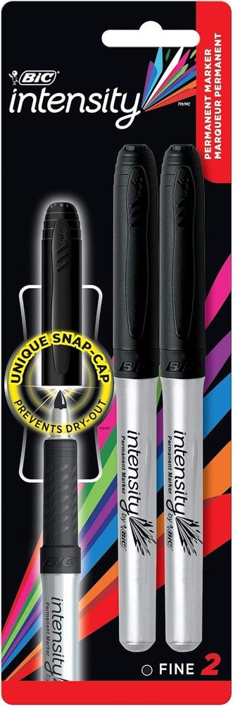 BIC Mark-It Permanent Marker, Fine Point, 2/2 Count, Black (GPMP21-Blk) 4 count.