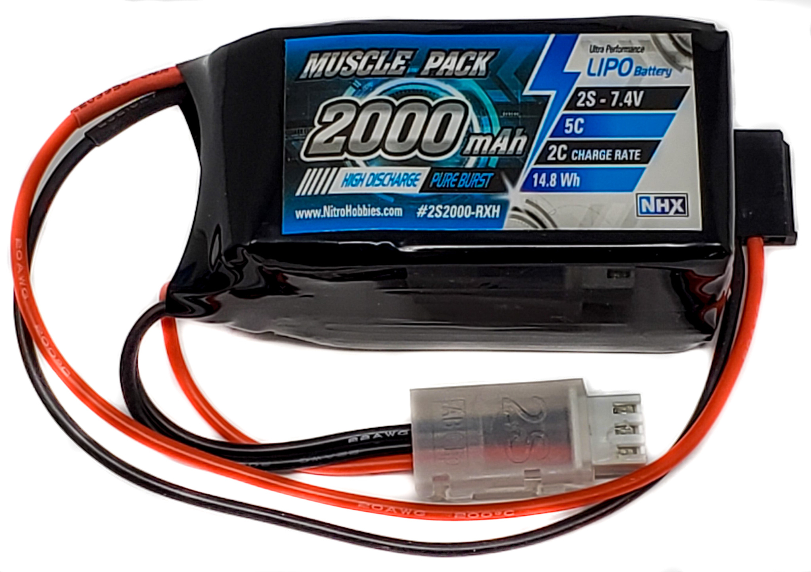 NHX Muscle Pack 2S 7.4V 2000mAh 5C RX Hump Receiver Lipo Battery