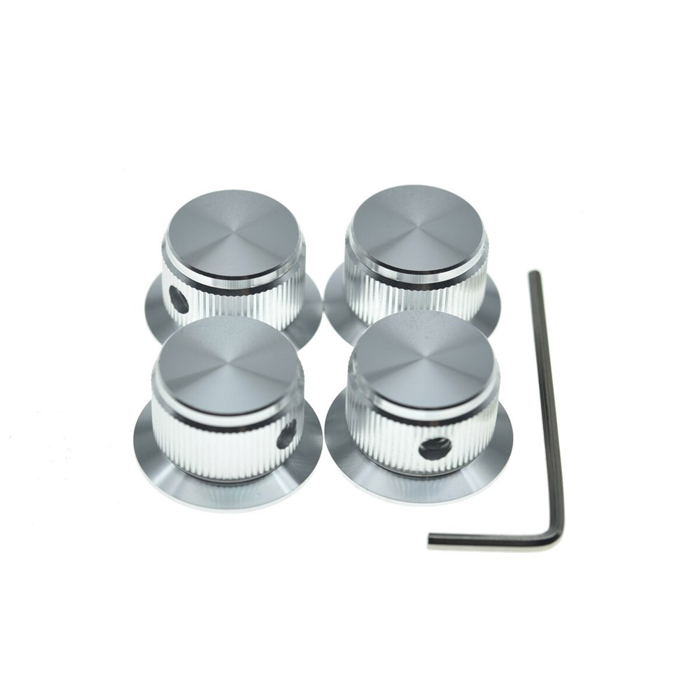 KAISH 4pcs Metal Potentiometer Pot Knobs 1/4" Top Hat Bell Knobs w/ Set Screw