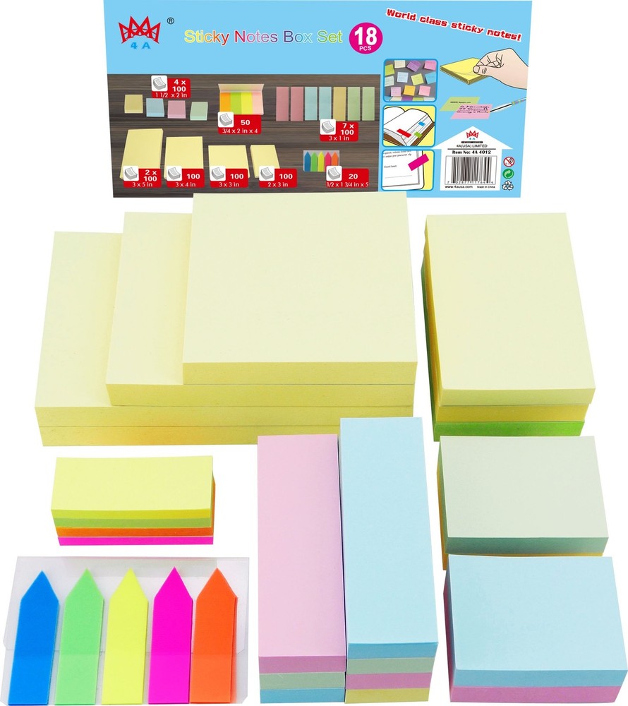 Sticky Notes Value Pack,Assorted The Most Commonly Used Sizes in One PP Box,1...