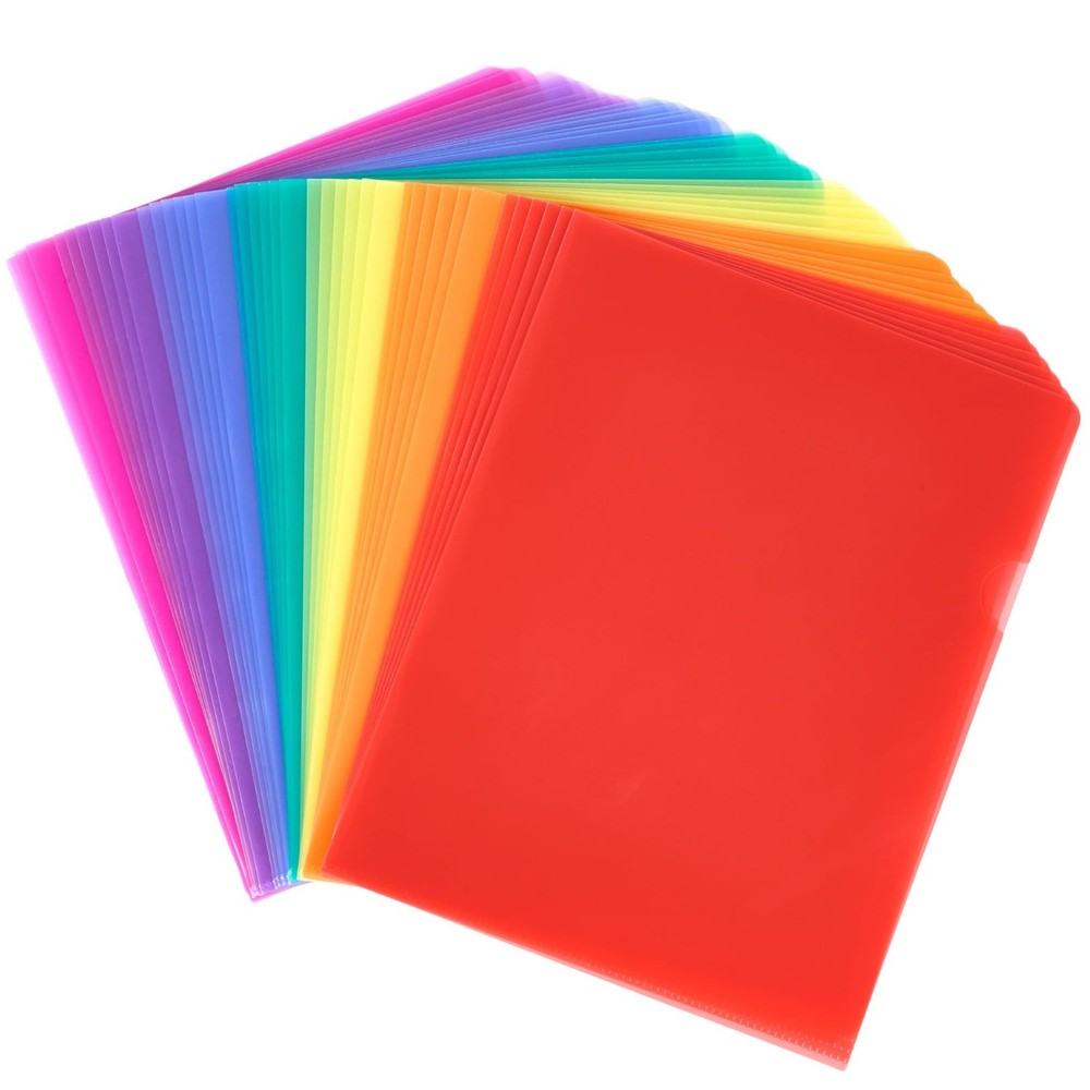 Sooez 15 Pack Clear Document Folder, Plastic Sleeves 15 Pack, Multicolored