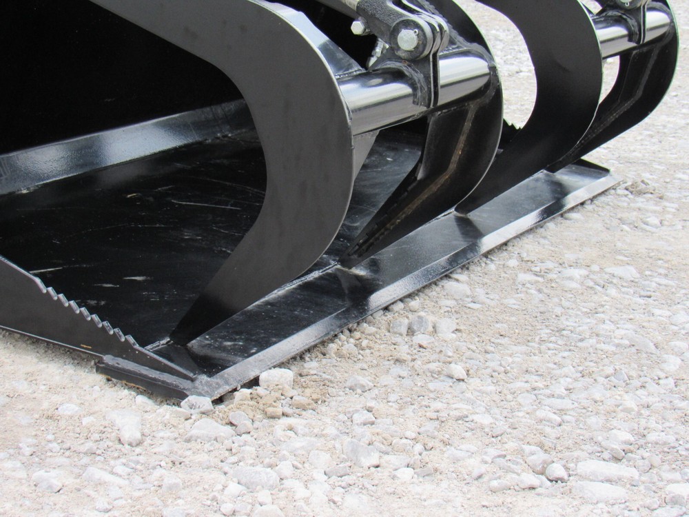 60" Solid Bottom Dual Cylinder Bucket Grapple Skid Steer Quick Attach Attachment
