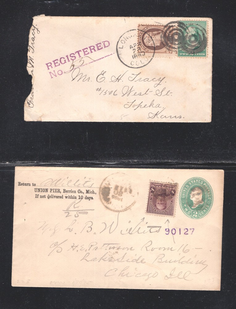 US  2  early  registered  covers
