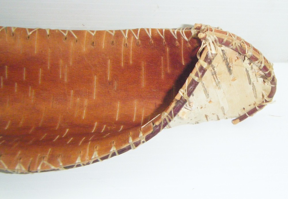 2 Vintage Hand-Made Birch Bark Canoes
