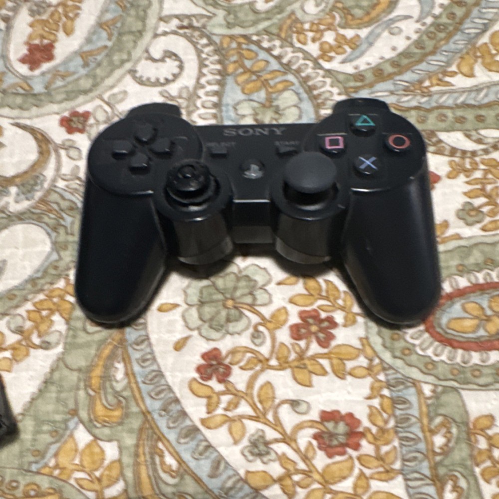 Sony PlayStation 3 Slim Console with Wireless Controllers Black & Blue, Cable