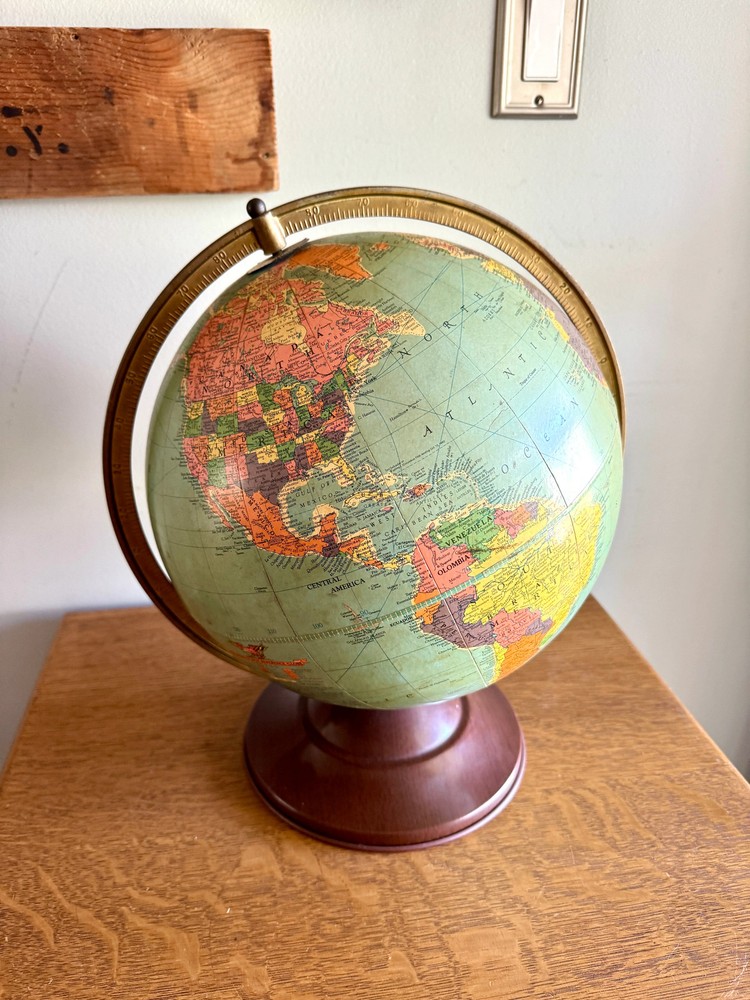 1940's Replogle 12" Reference Globe ~ Vtg World Globe on Stand