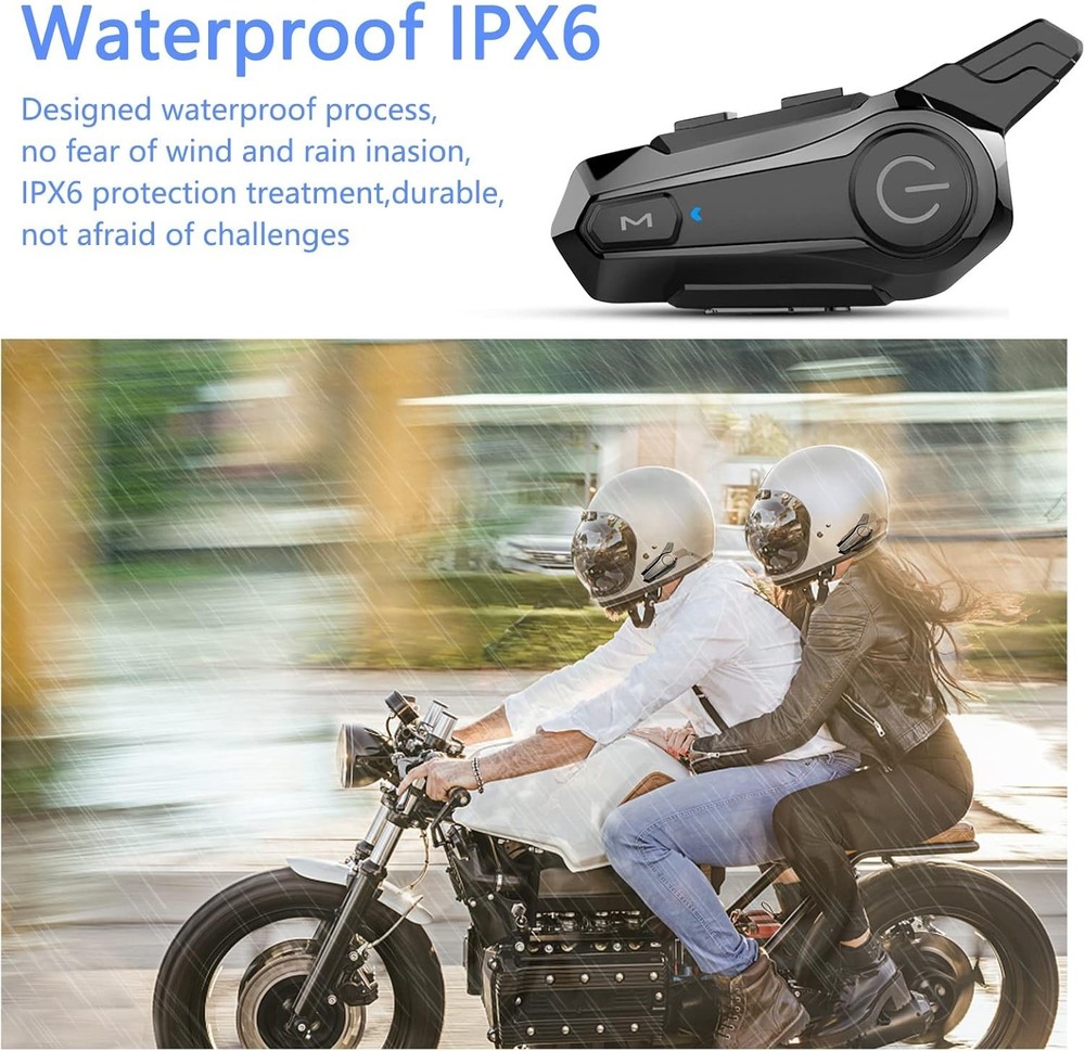 Motorcycle Headset E1 Helmet Intercom Headset with CVC Noise Cancellation Ste...