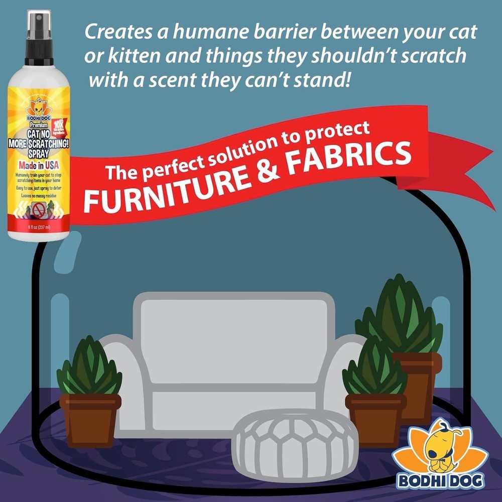 Eco-Friendly Cat Scratch Training Spray - Odor-Based Deterrent 8 Fl Oz