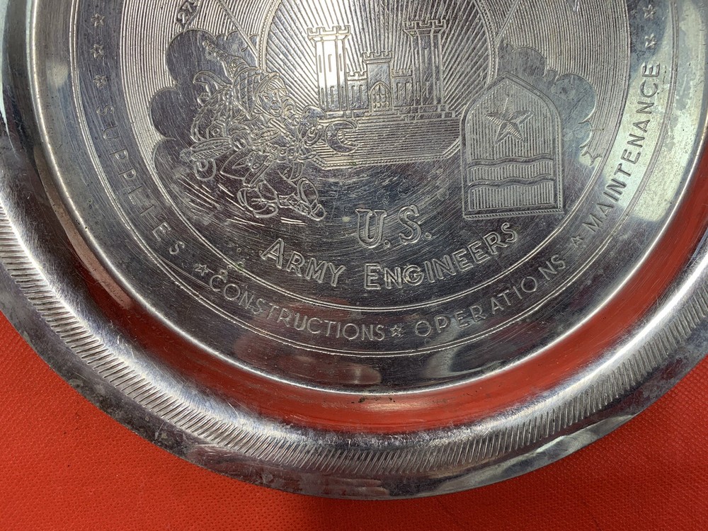 Original WW2 US Army Engineers Engraved Souvenir Plate Service In Africa