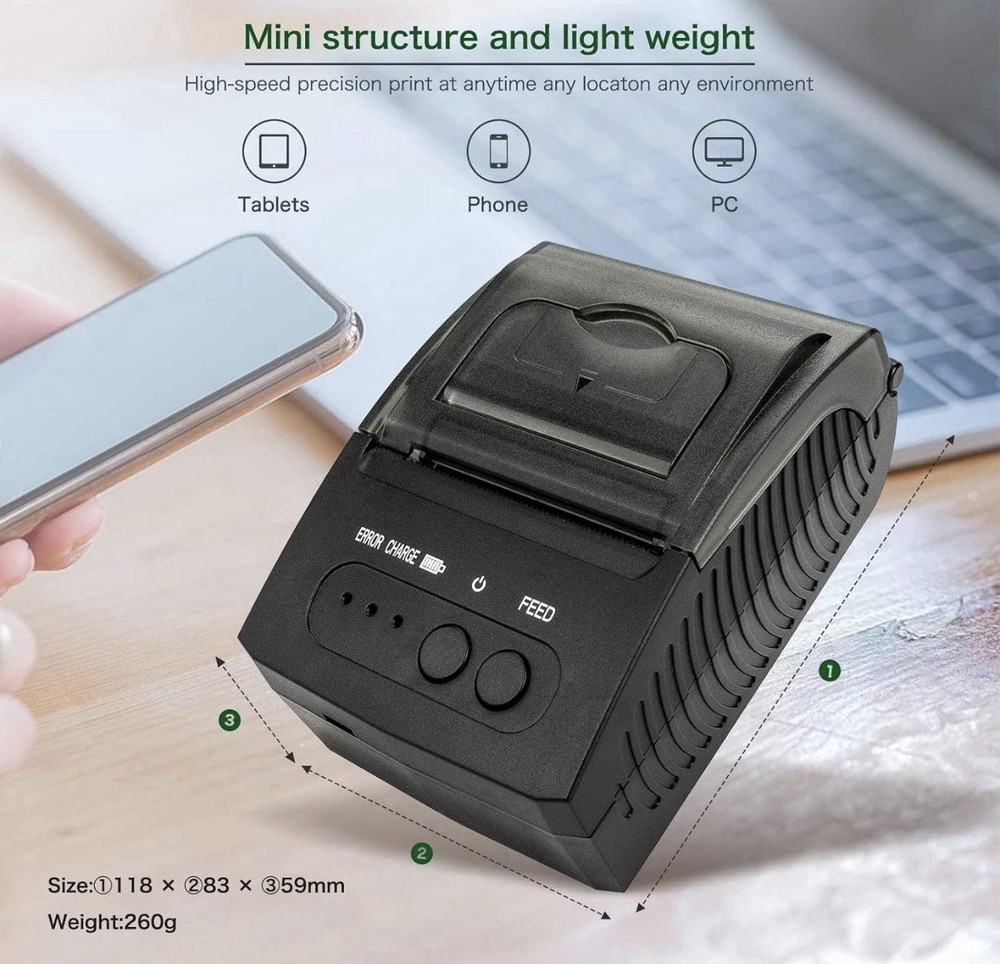NETUM Bluetooth Receipt Printer, Portable 58mm Mini Thermal Pos Printer, Comp...