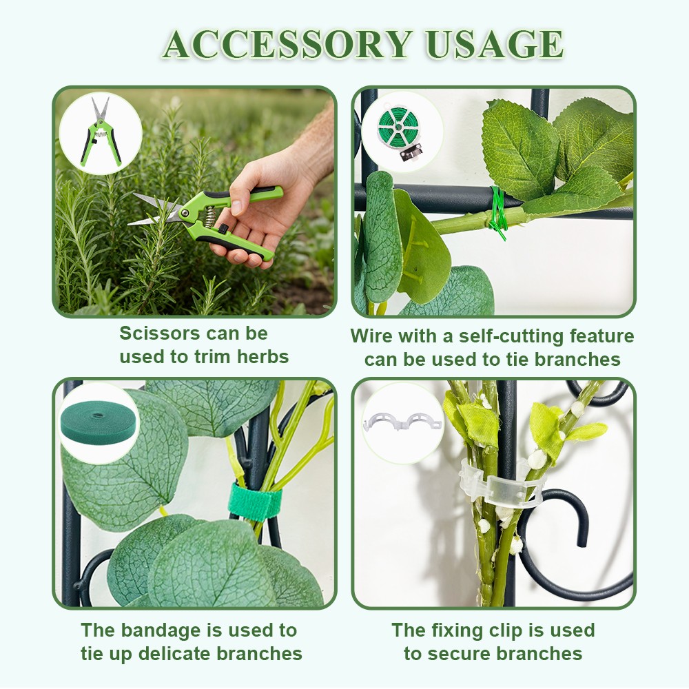 4PCS Rustproof Metal Garden Trellis 86.61" Tall for Rose/Outdoor Climbing Plants