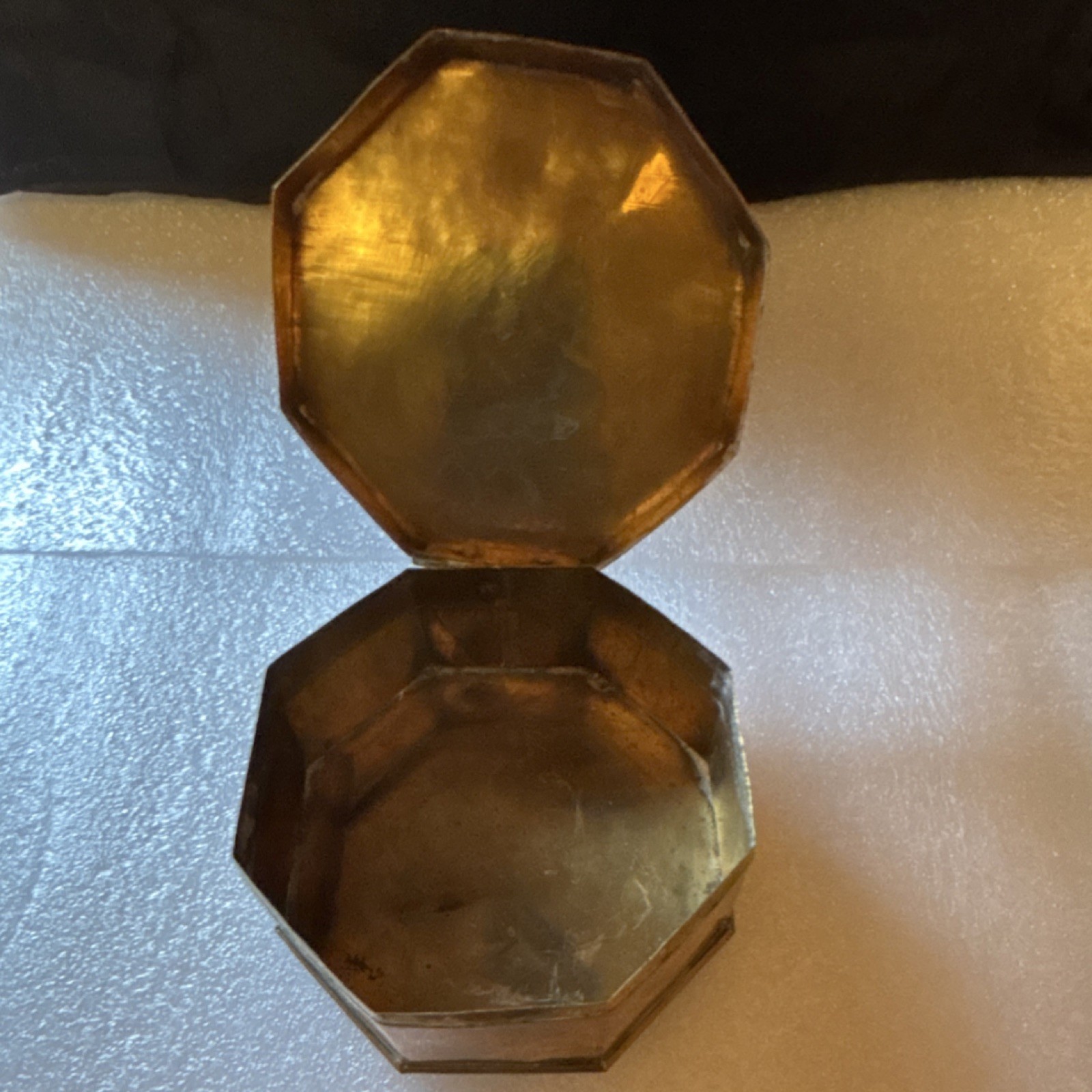 Dessau Brass Octagonal Box with Butterfly Motif Decorative Collectible 4.5" x 3"