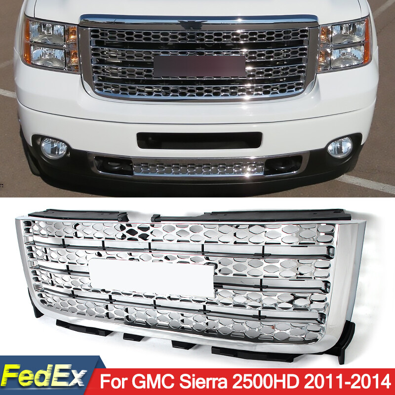 For GMC Sierra 2500 HD 2011-2014 Denali Style Chrome Front Bumper Upper Grille