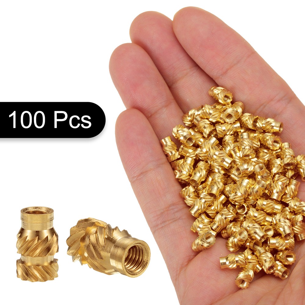 100pcs M3 Threaded Inserts Brass Heat Set Insert M3x8mm, OD 5mm Knurled Nuts