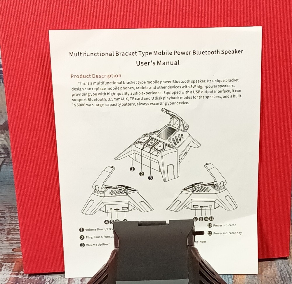 Multifunctional Bracket Type Mobile Power Bluetooth Speaker - Open Box