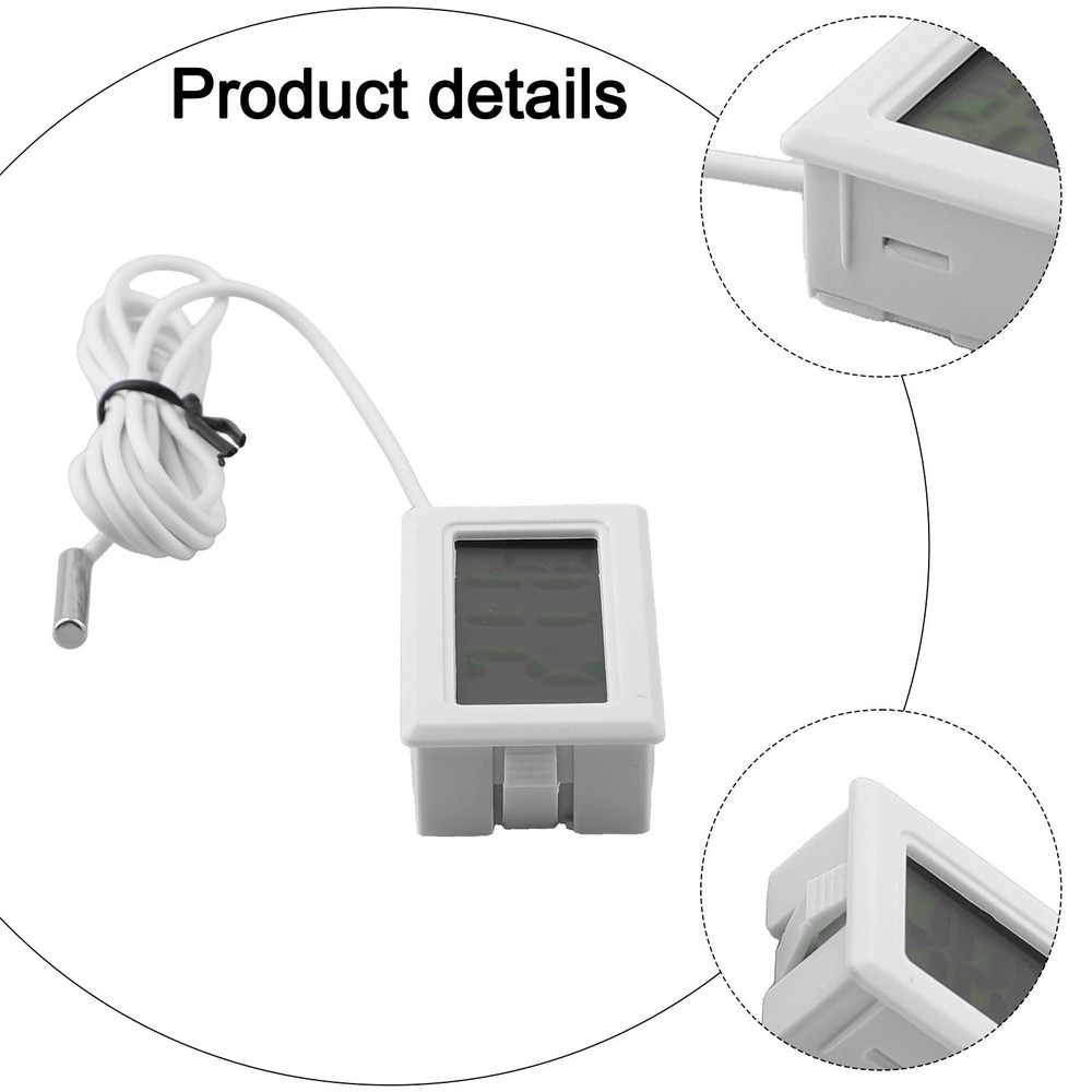 White Digital LCD Thermometer Set with Long Probe for Accurate Readings