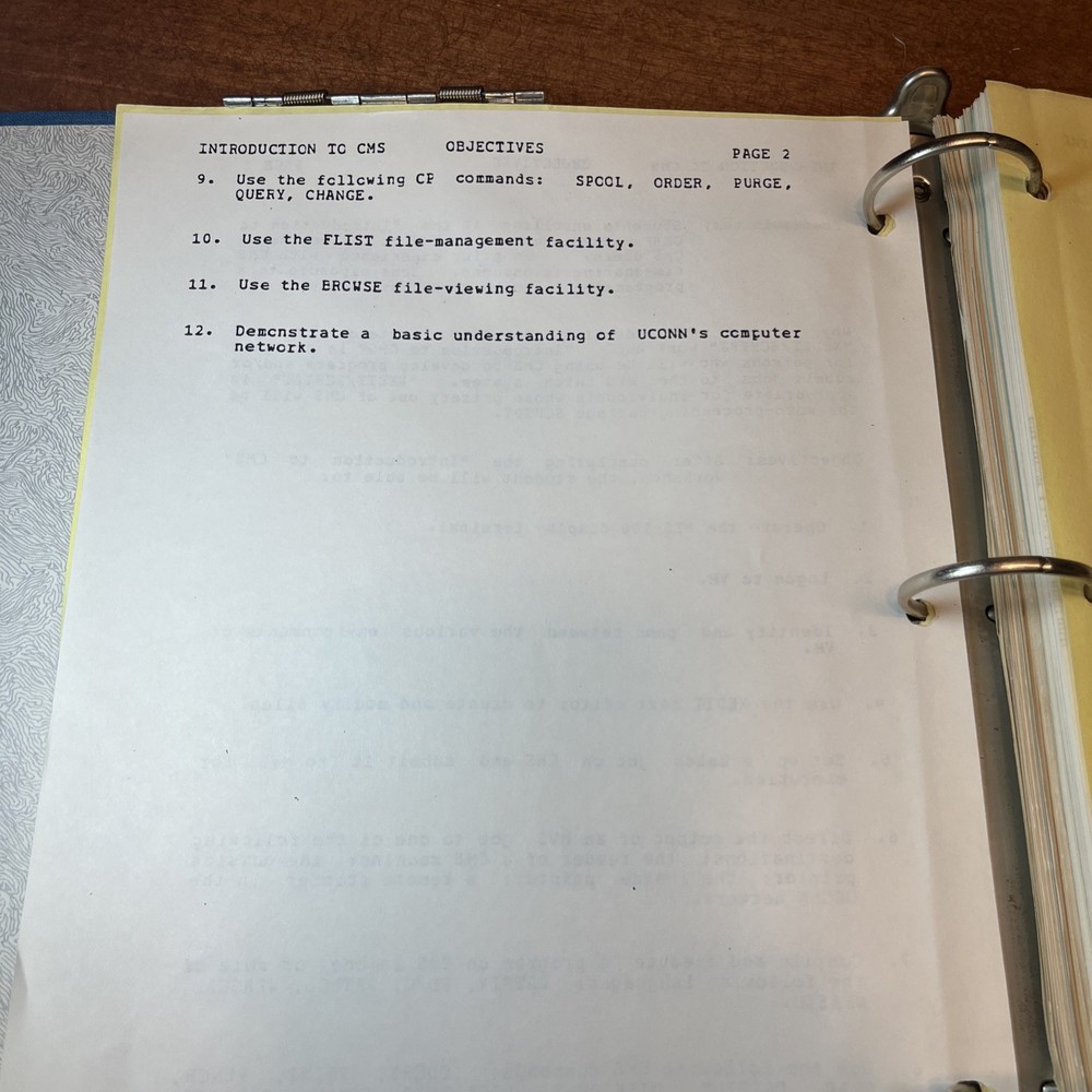 Vintage 1983 IBM BASIC CMS UCONN Course Training Binder VM MVS XEDIT Manual
