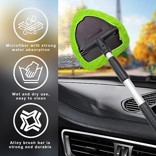 Car Windshield Cleaner, Microfiber Auto Cleaning Wiper with Green-Triangle
