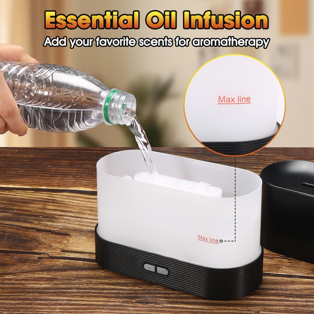 2 Pack Essential Oil Diffuser,Colorful Flame Air Aroma Diffuser Black