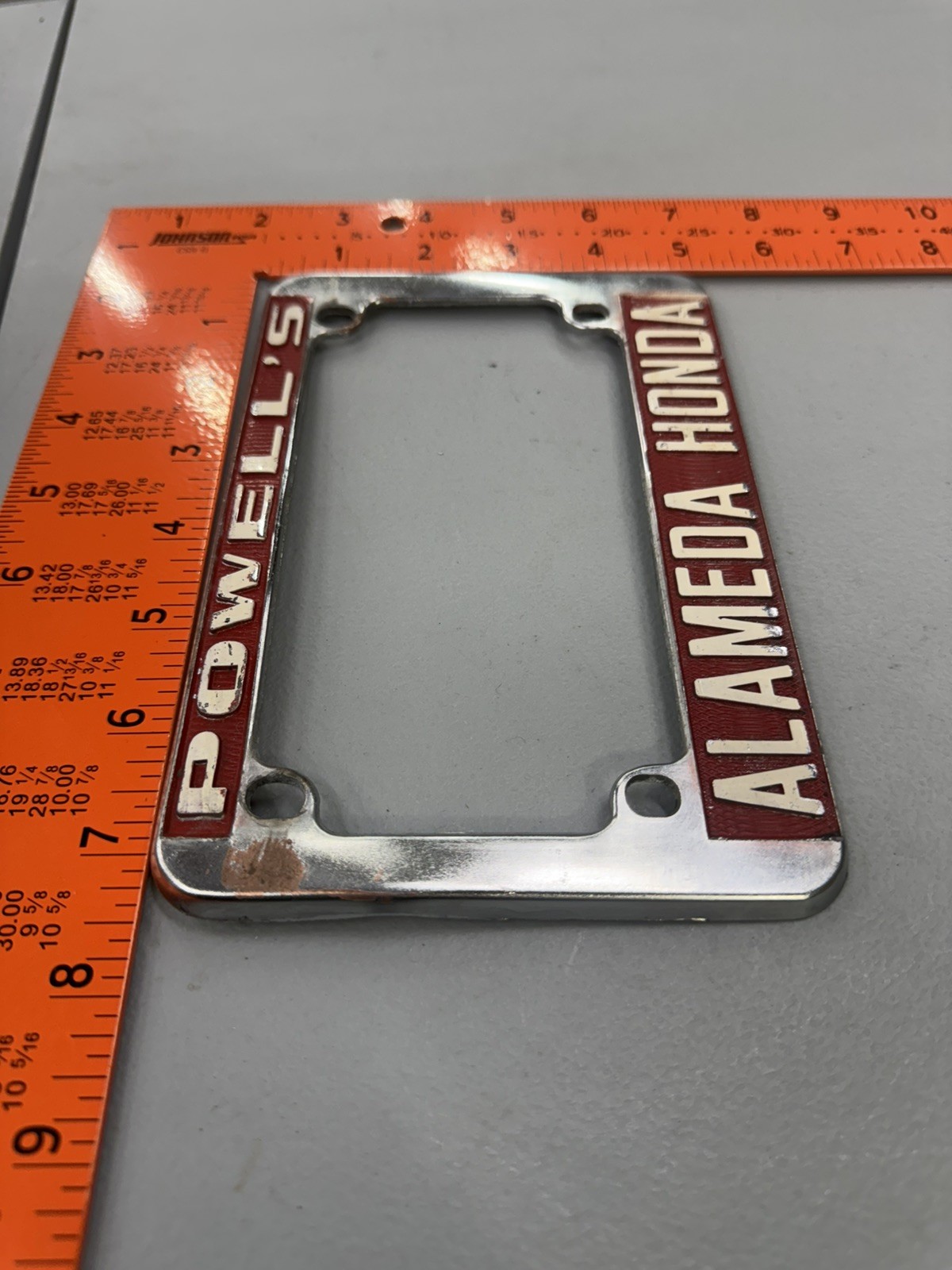 RARE Vintage Powells Honda Alameda California Metal Motorcycle License Frame