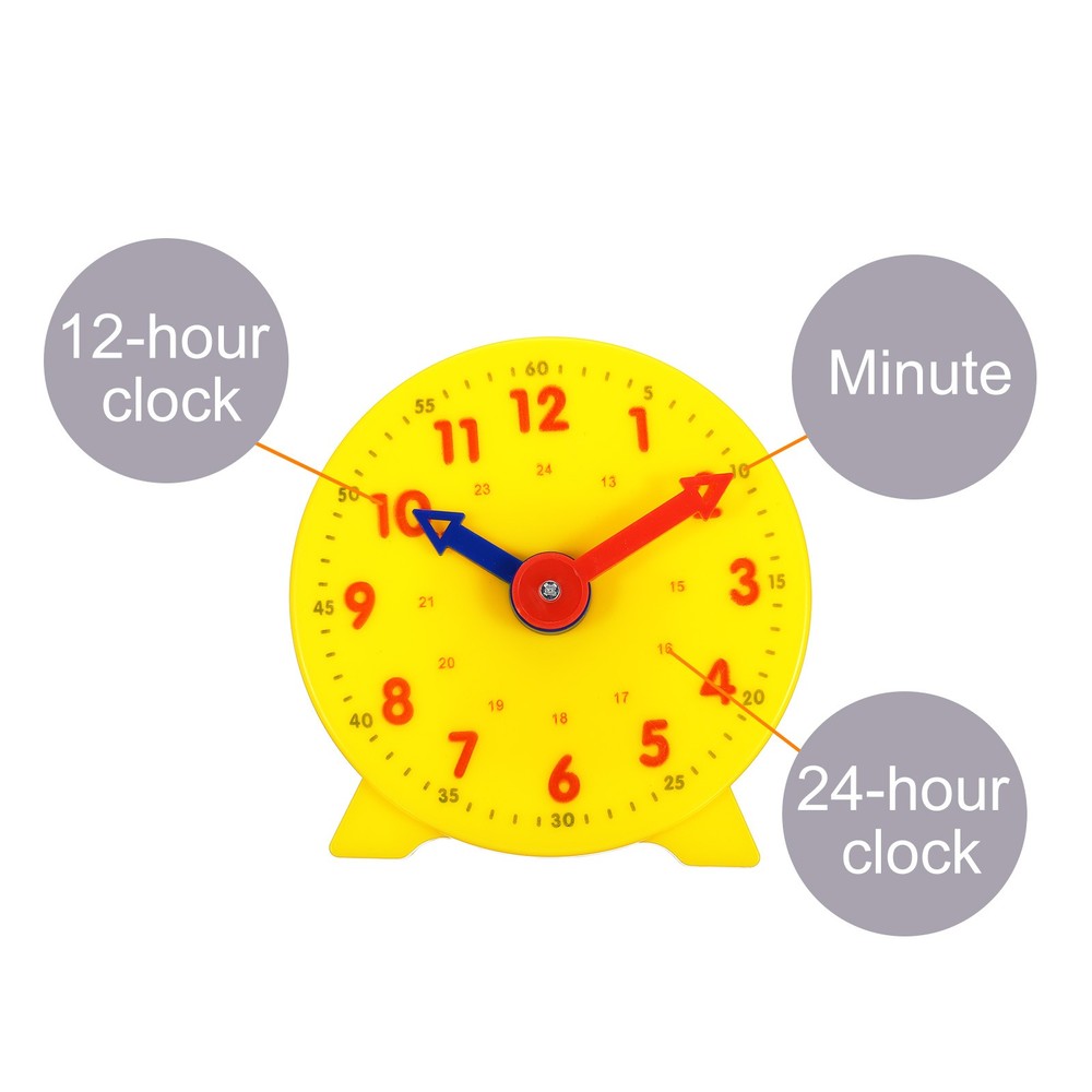 4 inch Teaching Clock Learning Time 24 Hour 2 Pointers, Yellow