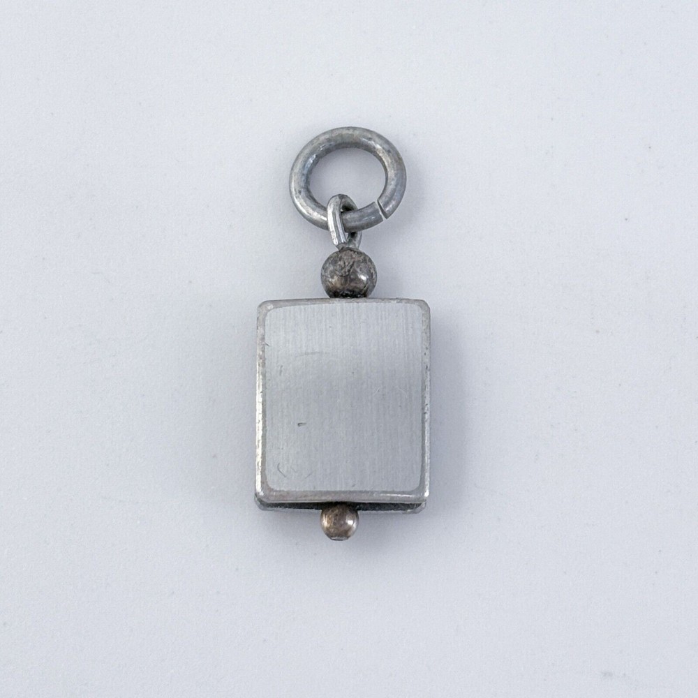 Vintage Silver-Tone Rectangular Charm Pendant