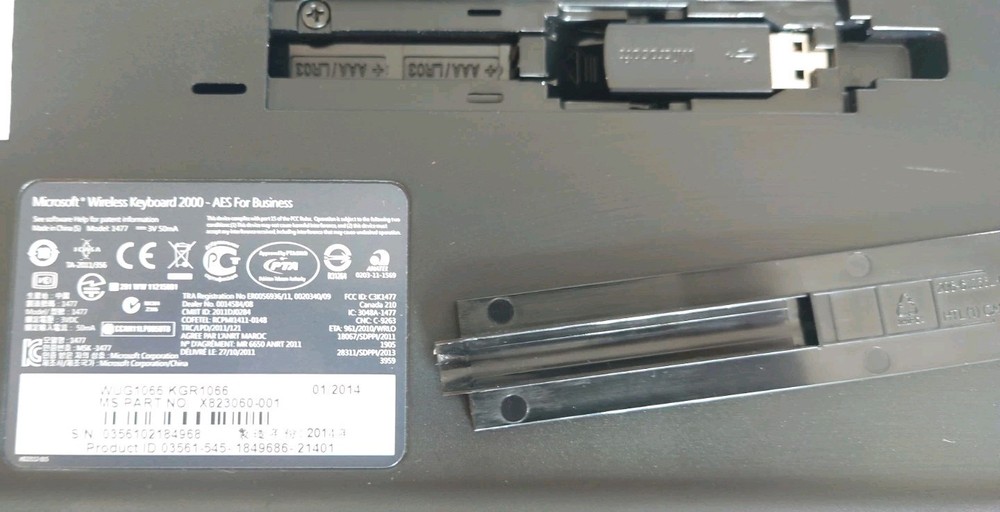 Microsoft Wireless Desktop 2000 Keyboard Mouse USB Dongle Combo Tested Works