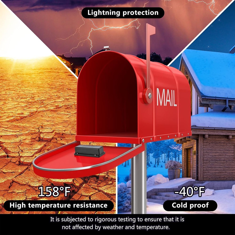 Mailbox Alarm Wireless Battery Powered White 500Ft Range LED Flash & Sound Alert