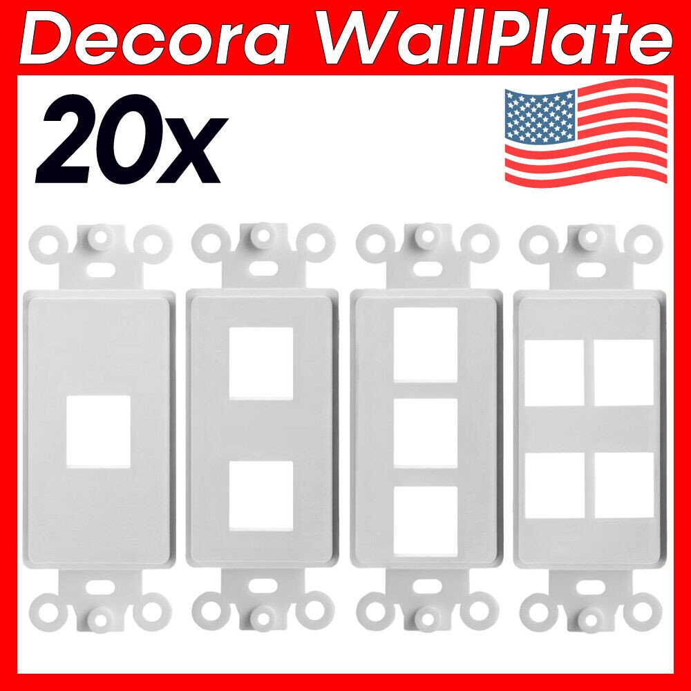 20 Pack Keystone Wall Plate Insert Decorative Wallplate Port Jack Insert White