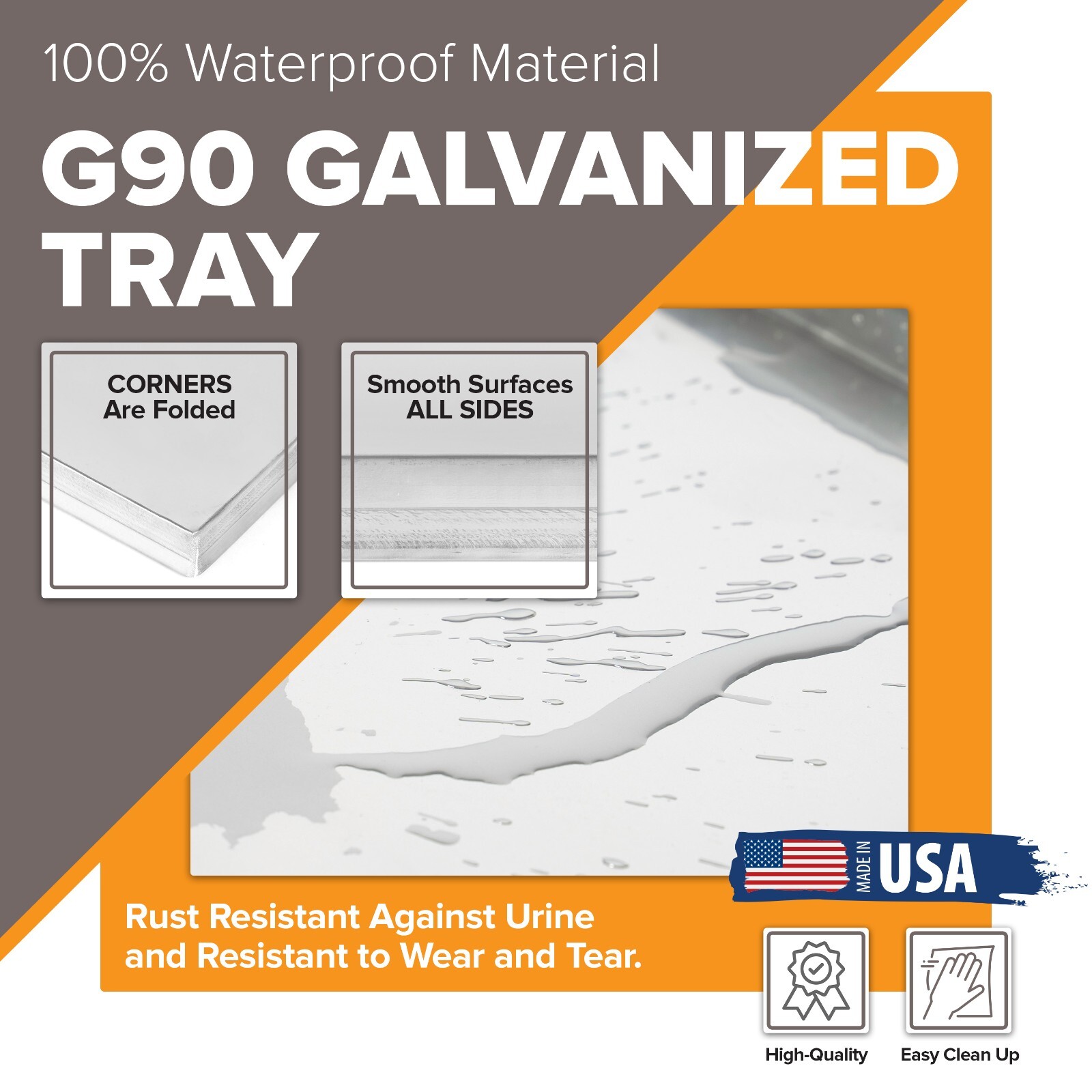PortaTray Replacement Dog Crate Pan Galvanized Chew Proof -29-1/2"x19-3/4"x1"