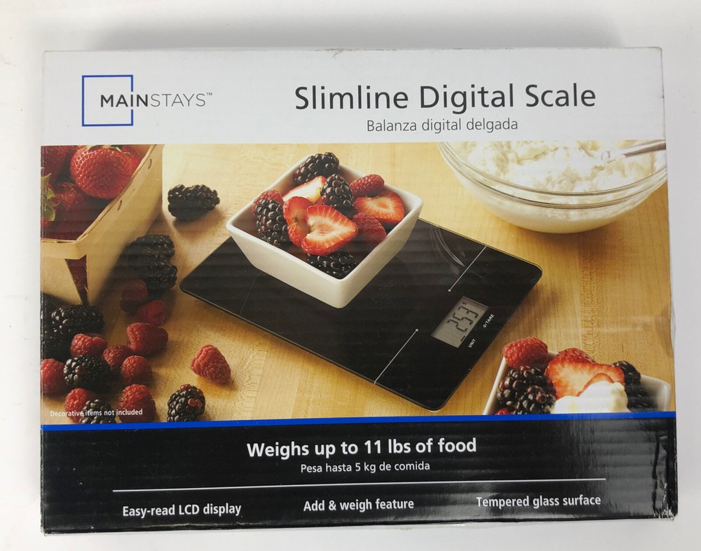 Mainstays Slimline Digital Kitchen Food Scale 11 lbs Capacity  black (34)