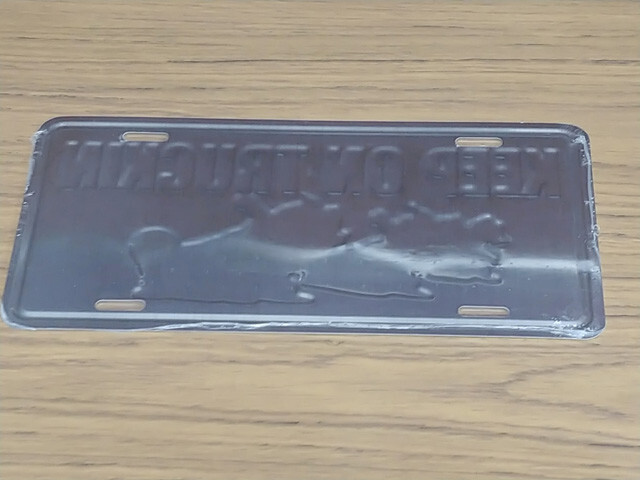 Vintage Keep On Truckin License Plate Embossed Metal Auto Tag --- New Old Stock