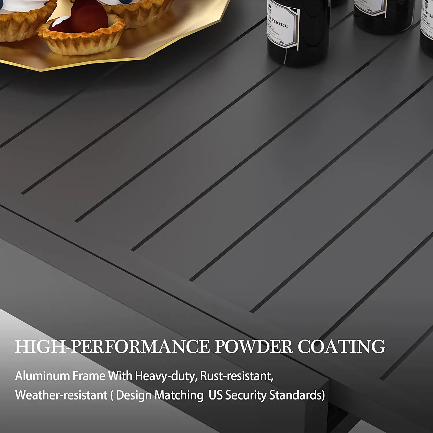 Domi Patio Dining Expandable Table Metal Aluminum Outdoor Table for Porch Lawn