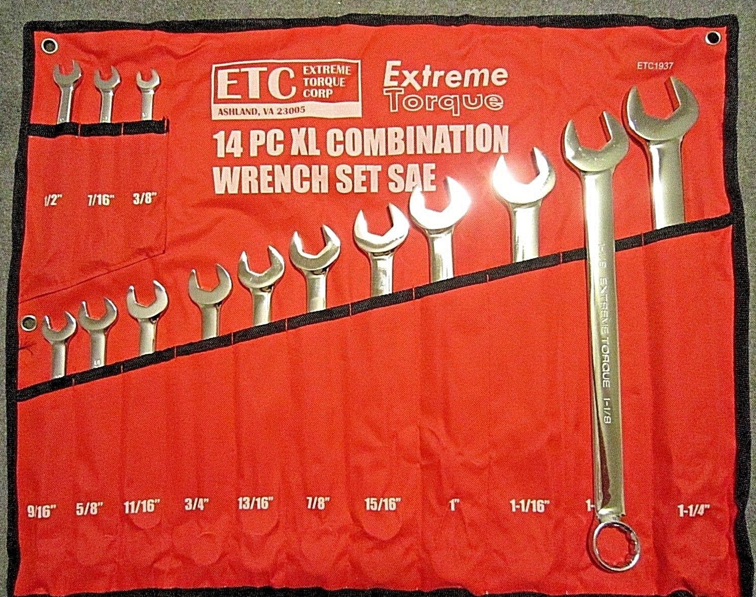14 pc Extra Long SAE Combination Wrench Set 3/8" to 1-1/4" XL Extreme Torque ETC