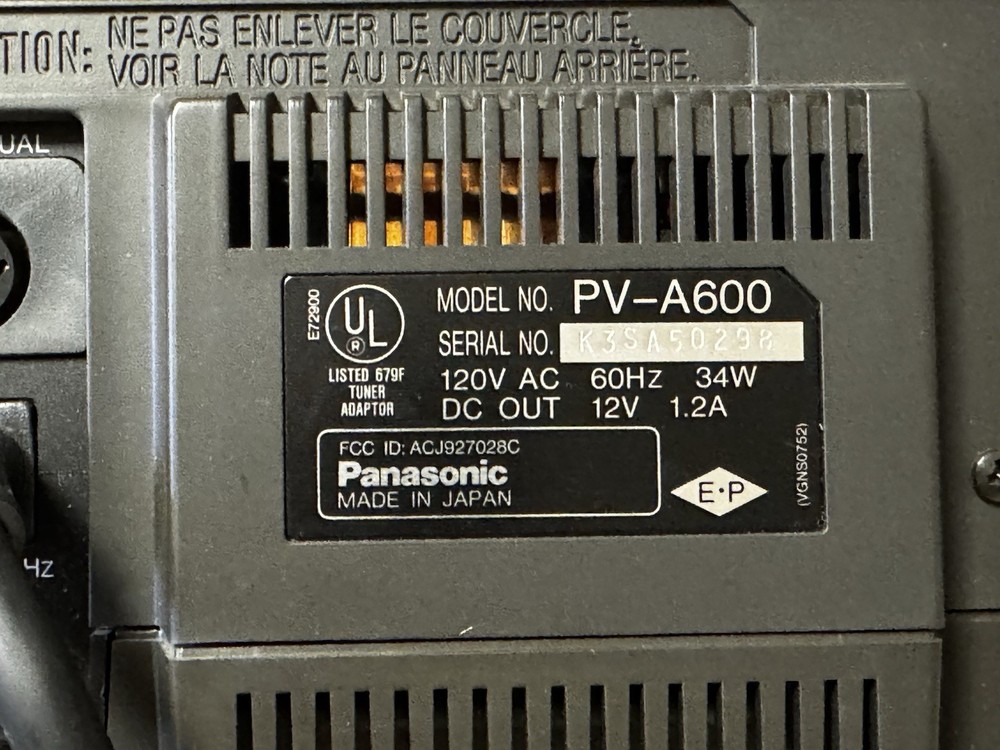 Panasonic PV-A600 Programmable Tuner Timer Vintage | Powers On Tested