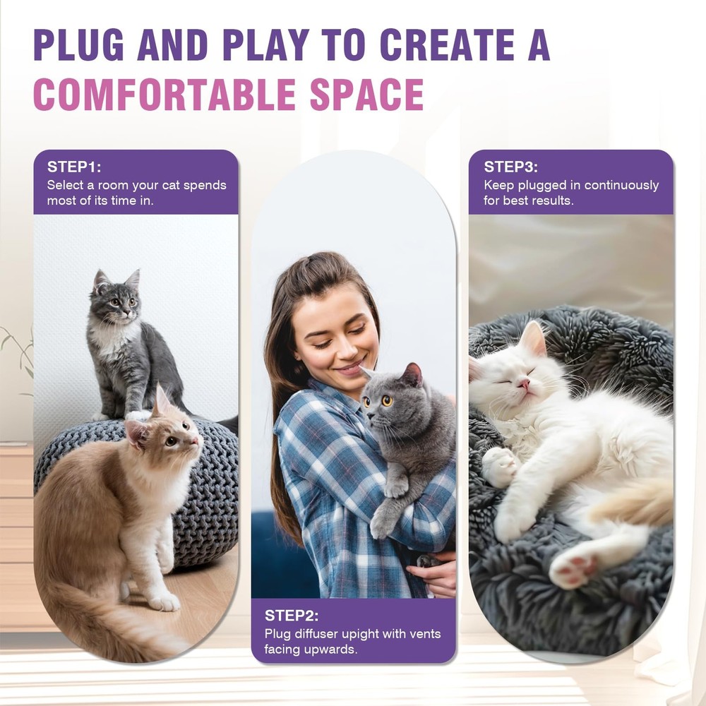 Cat Calming Pheromone Diffuser Refills 4 Pack Anxiety and Stress Calming for ...