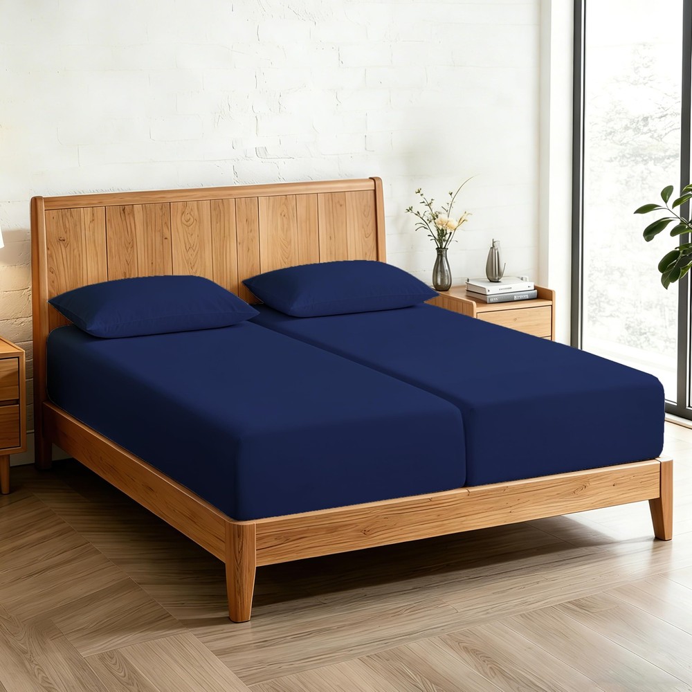 Split King/2 Pack Twin XL Fitted Sheet Only, 100% Egyptian Cotton, 600 Thread...
