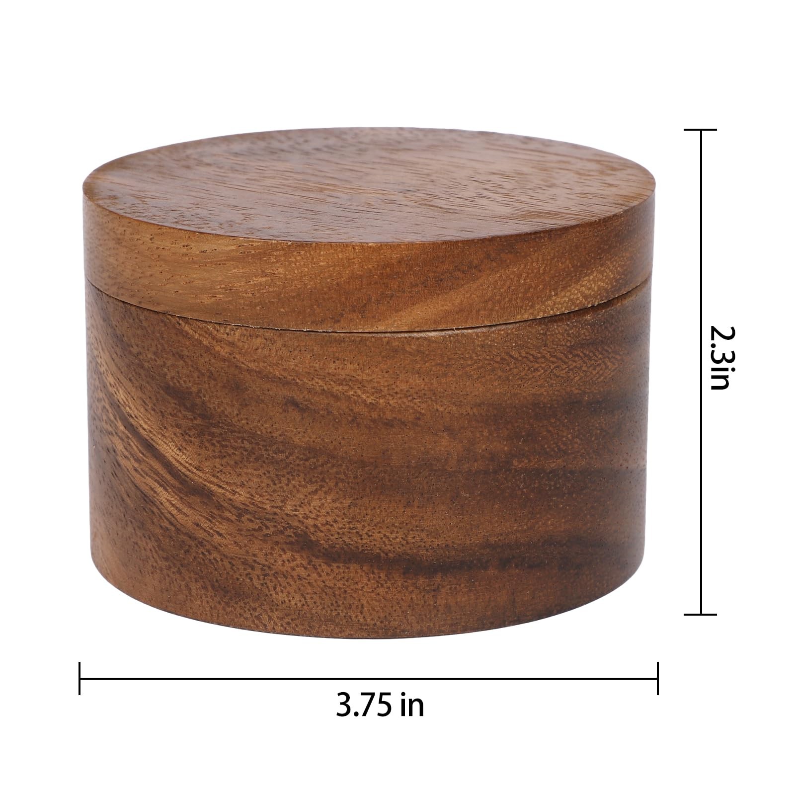 Acacia Wood Salt Cellar set Kitchen Spice Bowl with Lid Natural