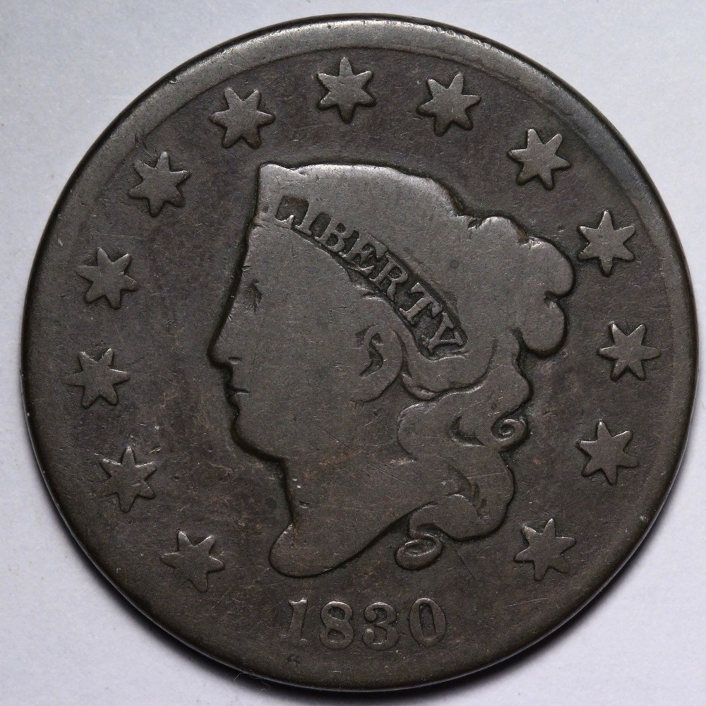 1830 Coronet Head Large Cent FINE E101 AKNM