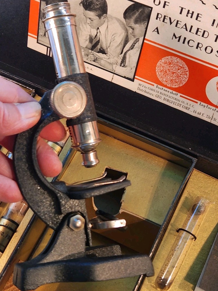Old Microscope Set - Model 3x Microset Science Toy Distrib. Geo Borgfeldt