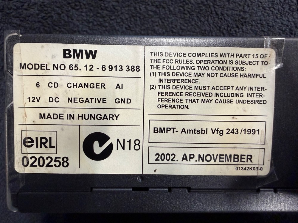 BMW X3 E83 X5 E53 Z4 E85 E86 E46 E39 CD-changer 6 CD AI 6913388
