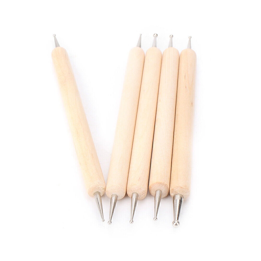5PCS DIY Leather PMC Craft Modelling Splicing Embossing Spoon Carving Tool Kit